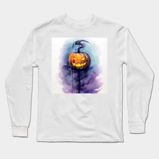 angry pumpkin during halloween Long Sleeve T-Shirt